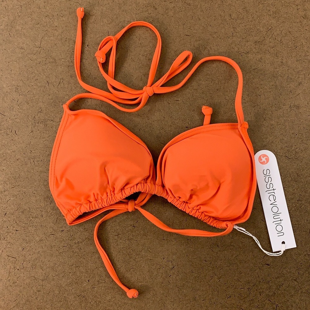 Sisstrevolution Women's Size Small Coral Flame Harlow Triangle Bikini Top NWT